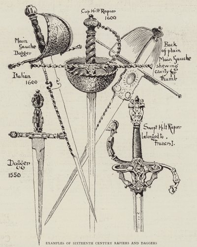 Examples of Sixteenth Century Rapiers and Daggers by English School